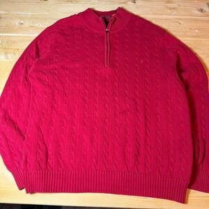 Izod red cable knit half zip sweater  XXL
